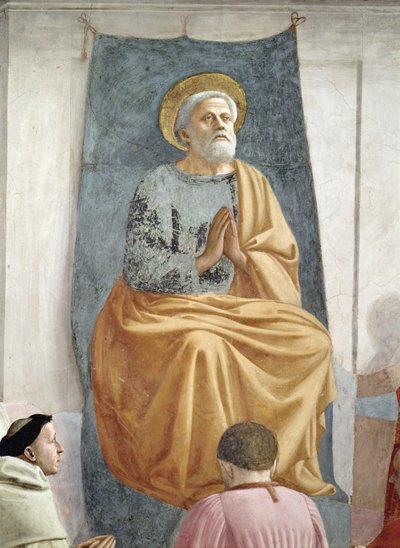 St. Peter tronet som første biskop av Antiokia, ca. 1427 detalj av 63302 fresco av Tommaso Masaccio
