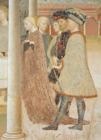 Livssyklusen til døperen Johannes: Banketten til Herodes og Herodias som mottar hodet til døperen Johannes av Tommaso Masolino da Panicale