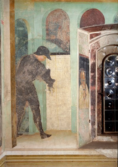 Livet til døperen Johannes: en vakt - Fresco av Tommaso Masolino da Panicale