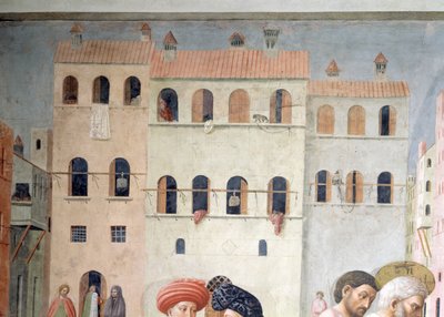 St. Peter Healing a Cripple and the Raising of Tabitha Detalj av bakgrunnsarkitekturen, freskomaleri ca. 1427, se også 57195 av Tommaso Masolino da Panicale