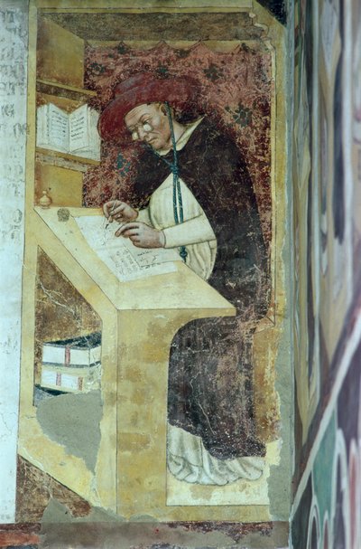 Hugues de Provence ved skrivebordet hans, fra syklusen til "Førti illustere medlemmer av den dominikanske orden" i kapittelhuset 1342 av Tommaso da Modena