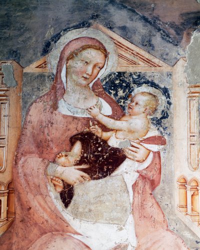 Madonna og barn, detalj fra syklusen Stories of St Ursula av Tommaso da Modena