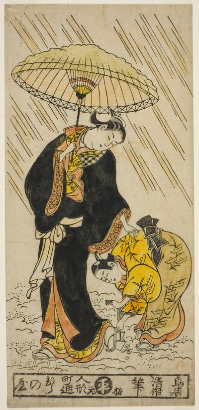 Banker snøen fra et par tresko av Torii Kiyomasu II