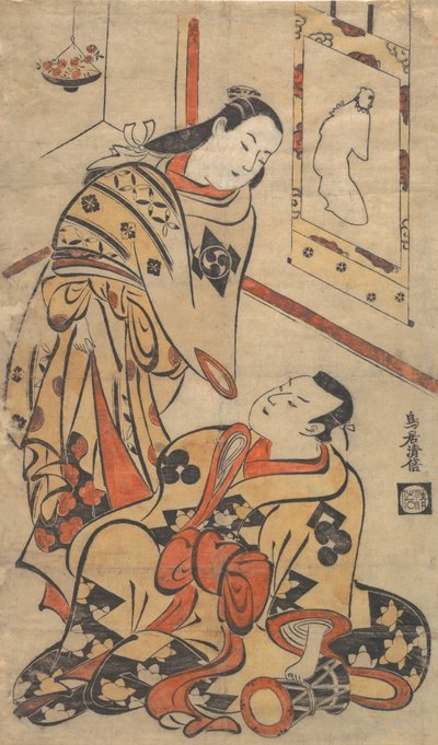 Kabuki-skuespillerne Nakamura Gentaro og Ikushima Shingoro, ca. 1710., ca. 1710. av Torii Kiyomasu I