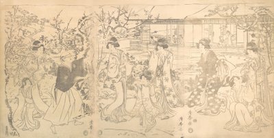 Scene fra Chushingura Vendetta til de 47 lojale forhandlerne, ca. 1820. av Torii Kiyomine