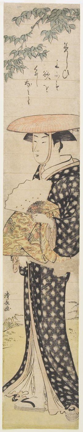 (En kvinne med en hatt som går under et tre), 1782 av Torii Kiyonaga