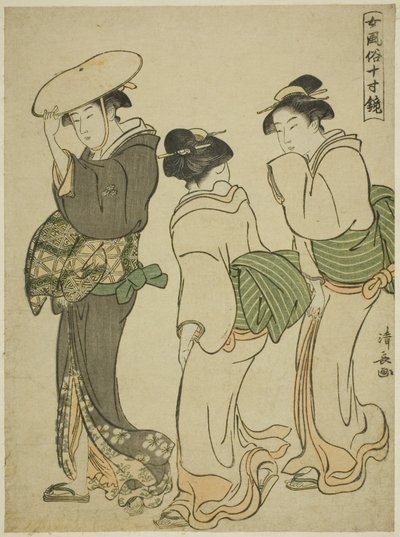 A Woman and Two Maids, fra serien "A Mirror of Feminine Manners (Onna fuzoku masu kagami)" av Torii Kiyonaga