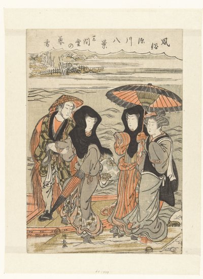 Kveldssnø ved Sangendo Sangendo no bosetsu (tittel på objekt) Åtte ansikter med vaner og skikker i Fukagawa (serietittel) Fuzoku Fukagawa hakkei (serietittel på objekt) av Torii Kiyonaga