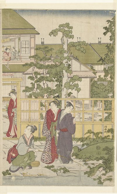 leker blind mann av Torii Kiyonaga