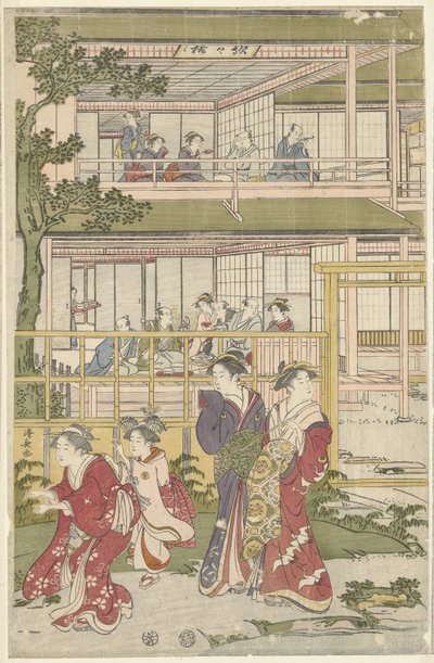 leker blind mann av Torii Kiyonaga