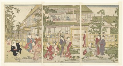 leker blind mann av Torii Kiyonaga