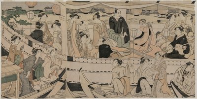 Båtfest på Sumida-elven av Torii Kiyonaga