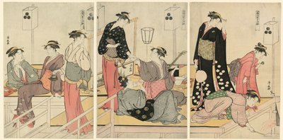 Avkjøling om kvelden på Shijogawara av Torii Kiyonaga