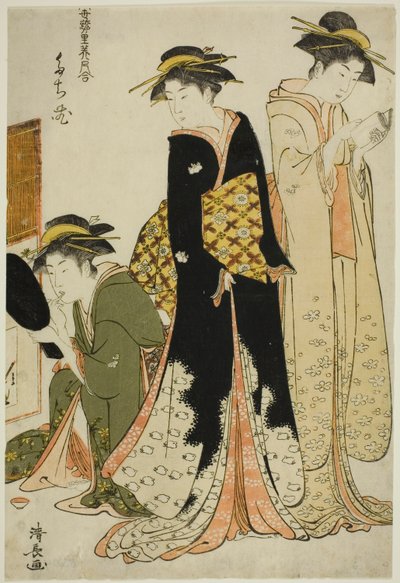 Entertainers of the Tachibana, fra serien "A Collection of Contemporary Beauties of the Pleasure Quarters (Tosei yuri bijin awase)" av Torii Kiyonaga