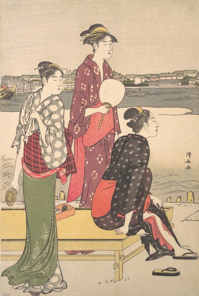 Kveld på bredden av Sumida-elven. av Torii Kiyonaga
