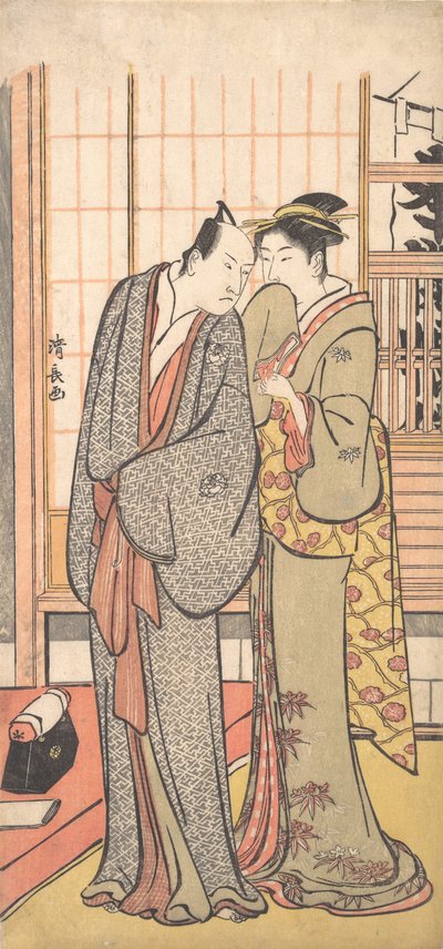 Ichikawa Yaozo III med en dame, ca. 1785. av Torii Kiyonaga