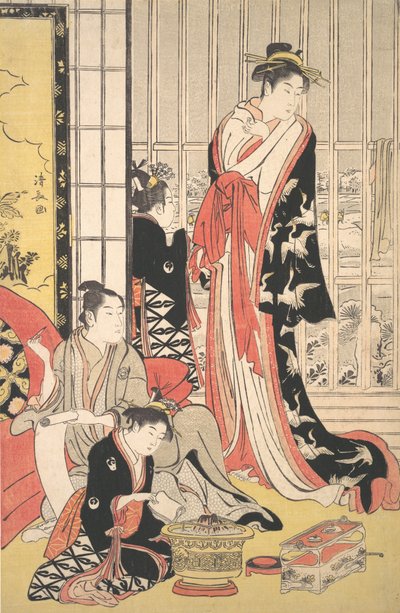 Interiørscene, ca. 1788. av Torii Kiyonaga