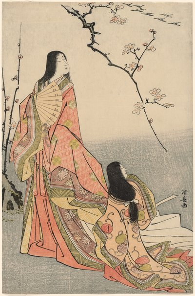 Ise ser på en flokk gjess, fra en serie hoffdamer uten tittel av Torii Kiyonaga