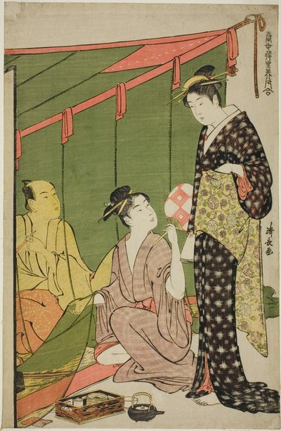 Myggnett, fra serien "A Collection of Contemporary Beauties of the Pleasure Quarters (Tosei yuri bijin awase)" av Torii Kiyonaga