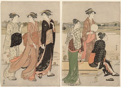 Sommerskumring på bredden av Sumida-elven av Torii Kiyonaga