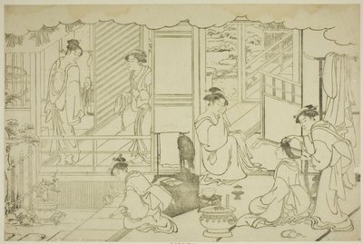 Det første badet i det nye året (Yudono hajime), fra den illustrerte boken "Colors of the Triple Dawn (Saishiki mitsu no asa)" av Torii Kiyonaga