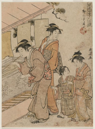 Den fjerde måneden fra serien Fashionable Monthly Visits to Temples in the Four Seasons, 1784. av Torii Kiyonaga