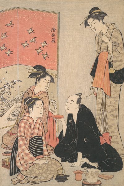 Kabuki-skuespilleren Sawamura Sojuro III og kurtisaner, ca. 1783-84. av Torii Kiyonaga