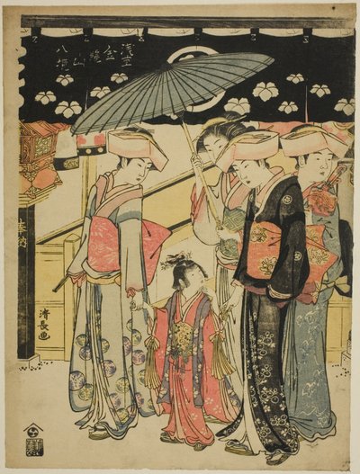 Nakamise Shopping Street, fra serien "Eight Precincts of the Kinryuzan Temple in Asakusa (Asakusa Kinryuzan hakkei)" av Torii Kiyonaga