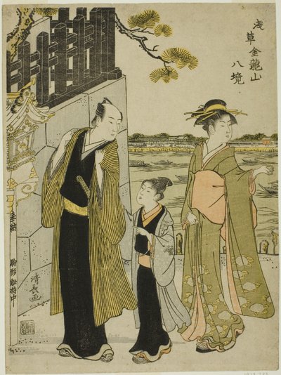 Utsikten fra Komagata Hall, fra serien "Eight Precincts of Kinryuzan Temple in Asakusa (Asakusa Kinruzan hakkei)" av Torii Kiyonaga