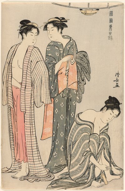 Three Women after a Bath, fra serien "A Brocade of Eastern Manners (Fuzoku Azuma no nishiki)" av Torii Kiyonaga