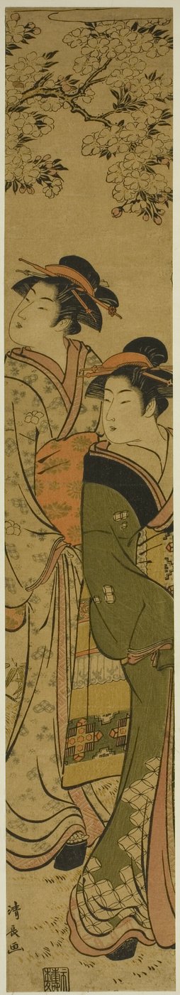 To geisha som går under et kirsebærtre av Torii Kiyonaga