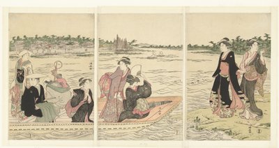 Ferge på Sumida elven av Torii Kiyonaga