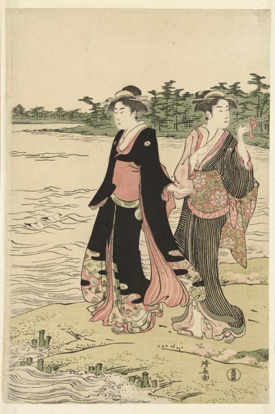 Ferge på Sumida elven av Torii Kiyonaga