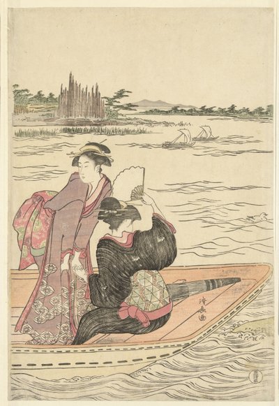 Ferge på Sumida elven av Torii Kiyonaga