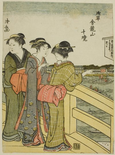Utsikt fra Azuma Bridge, fra serien "Ten Precincts of Kinryuzan Temple in Asakusa (Asakusa Kinruzan jikkei)" av Torii Kiyonaga