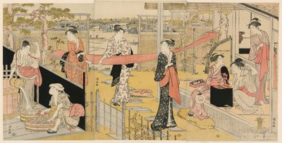 Kvinner som vasker klær av Torii Kiyonaga