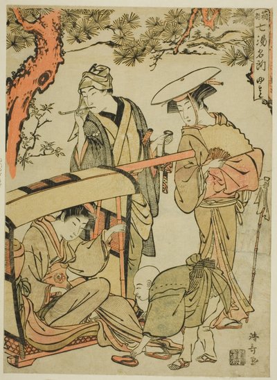Yumoto, fra serien "Seven Famous Hot Springs of Hakone (Hakone shichito meisho)" av Torii Kiyonaga