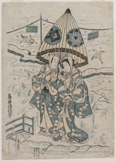 Nakamura Tomijuro og Nakamura Shichisaburo II som elskerne Agemaki og Sukeroku, 1753. av Torii Kiyonobu II
