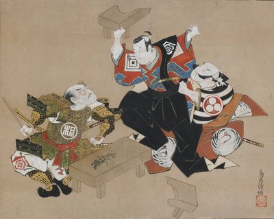 Tear c and rs Ichikawa Dan Juro Da jeg var stamfar trodde jeg d Ogawa Mae Kudo Suketsune, ikke sant? 1715. av Torii Kiyonobu I