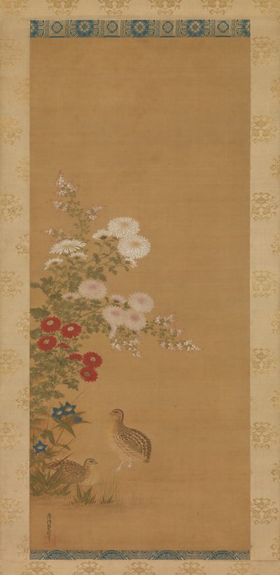 Vaktel og høstblomster, sent på 1600-tallet. av Tosa Mitsuoki