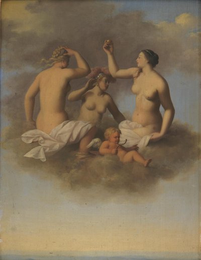 Juno, Minerva og Venus med Amor av Toussaint Gelton
