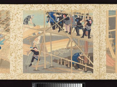 Håndverkere, skjønnheter og årlige arrangementer av Toyohara Kunichika