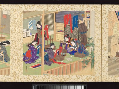 Håndverkere, skjønnheter og årlige arrangementer av Toyohara Kunichika