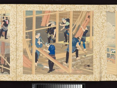 Håndverkere, skjønnheter og årlige arrangementer av Toyohara Kunichika