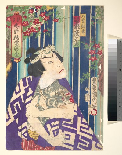 Fantasiportrett, Shuihuzhuan på scenen: Tōryūdai (Mitate Suikoden Tōrōdai) - skuespilleren Bandō Hikozaburō som Nyūunryū av Toyohara Kunichika