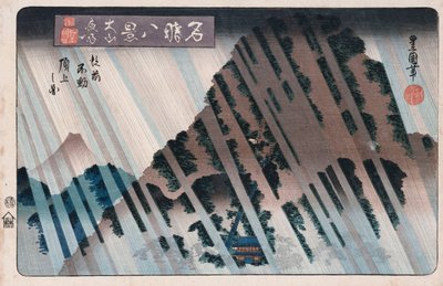 "Night Rain, Oyama", fra serien "Åtte utsikt over kjente steder" av Toyokuni II