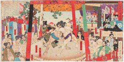 Toyotomi Hideyoshi 1537-1598) Malt av Kato Kiyomasa (1562-1611). Illustrert av Yutaka Utagawa (1859-1886) av Toyonobu Utagawa