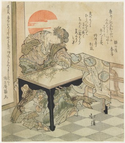 (Kinesisk prinsesse ved et broderibord), 1828 av Toyota Hokkei
