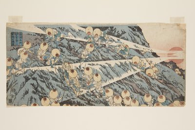 Klatring av Fuji-fjellet i Suruga-provinsen, veien til helligdommen (Sunsh? ?miya-guchi tozan) (farget treblokktrykk) av Toyota Hokkei