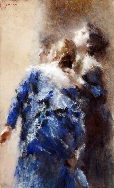 Le curiose par Cremona, Tranquillo (1837-1878). Akvarell på papp, størrelse: 49x30 av Tranquillo Cremona